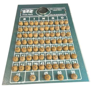 Imagem de Tabuleiro E Bolinhas Numeradas 1 A 75 Plásticas 21 MM Para Jogo De Bingo N°2 E 3