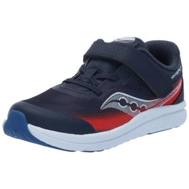 Imagem de Saucony Tênis infantil unissex Kinvara 14 com fecho alternativo, Azul-marinho/vermelho, 5.5 Little Kid