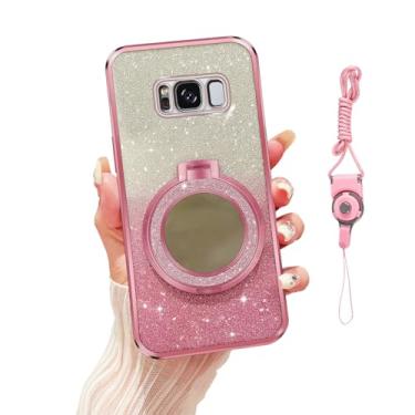 Imagem de Nuouxoco Capa para Samsung Galaxy S8 (não compatível com a versão Plus) com alça de cordão, suporte magnético para meninas, capa de proteção amortecedora de TPU macio para Samsung Galaxy S8 - ouro