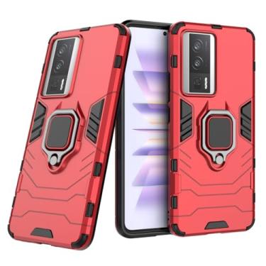 Imagem de Capa Protetora Magnética Anti-quedas para Xiaomi Mi Poco F5 Pro, Redmi K60, Redmi K60 Pro, Suporte Giratório + Proteção Militar (Vermelho)