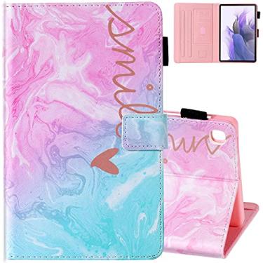 Imagem de Dteck Capa para tablet Samsung Galaxy Tab A7 Lite 22.1 cm 2021 (SM-T220/T225/T227), capa fina protetora de couro PU com ângulos de visualização ajustáveis, 3 compartimentos para cartão, alça para