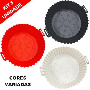 Imagem de KIT 3 Formas De Silicone Para Air Fryer Forno Microondas Fritadeira As