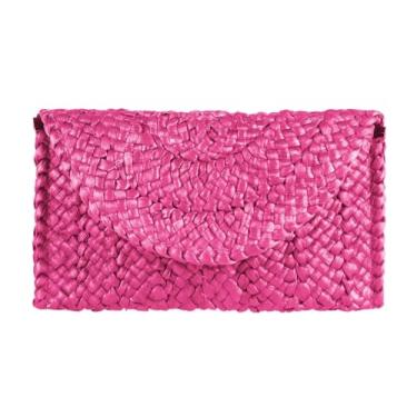 Imagem de JAMBHALA Bolsa clutch de tecido rosa, Rosered