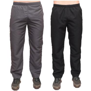 Imagem de Kit 2 Calças Tactel Masculina Leve Macio 3 Bolsos Elástico Cordão Acad