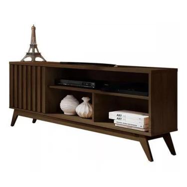 Imagem de Rack Para Tv Até 55 Polegadas Retrô Ripado Malbec Germai, Cedro