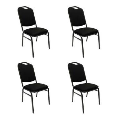 Imagem de Kit 4 Cadeiras para Hotel Auditório Igreja Restaurante Eventos com Ref