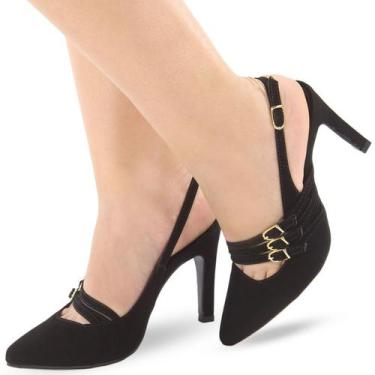 Imagem de Sapato Scarpin Re&Ton Slingback Salto Médio Feminino SC12, Preto, 38