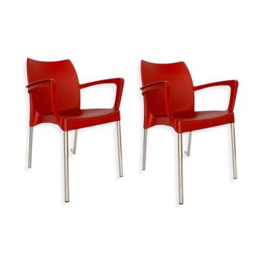 Imagem de Kit 2 Cadeiras Poltronas Plástico Jardim Área Externa  - Injeplastec, 
