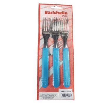 Imagem de Kit3 unidades garfo de mesa inox cabo azul - Telintec 