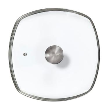 Imagem de Tampa de vidro de 24 cm para frigideira quadrada Victoria quadrada de 25 cm, feita sob medida apenas para Victoria Brand, diâmetro interno 24 cm, diâmetro externo de 25 cm