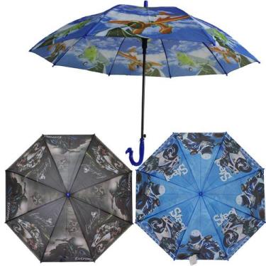 Imagem de Guarda Chuva com apito sombrinha automática infantil p/ Menino Moto Ca