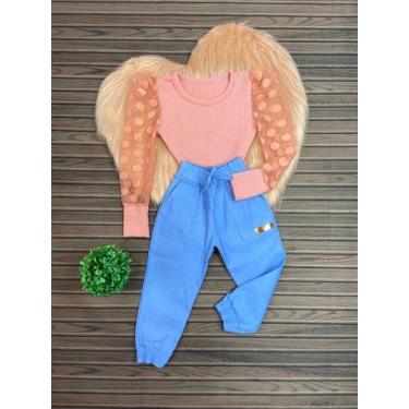 Imagem de Roupa Feminina Infantil Blusa Tule Calça Jogger Blogueirinha - AK FASH