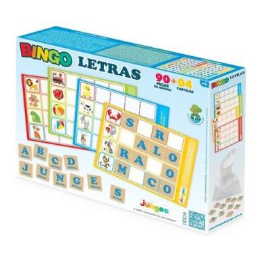 Imagem de Bingo Letras Infantil Educativo 90 Peças De Madeira MDF Didático 705 J