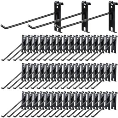 Imagem de Chumia 50 ganchos de parede de grade, ganchos de parede pretos, acessórios de grade para painéis de parede de grade, loja de varejo, exibição de feira, casa, escritório, garagem, suprimentos de
