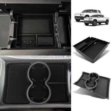 Imagem de BestEvMod Caixa de armazenamento de apoio de braço V3 atualizada e suporte de copo bandeja organizadora de console central inferior com acabamento de PVC suporte de moedas removível compatível com