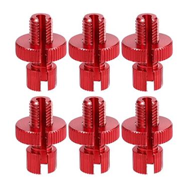 Imagem de X AUTOHAUX 6 peças M10 Cabo de embreagem de freio parafuso ajustador de linha parafuso de ajuste com fenda para motocicleta bicicleta scooter liga de alumínio vermelho
