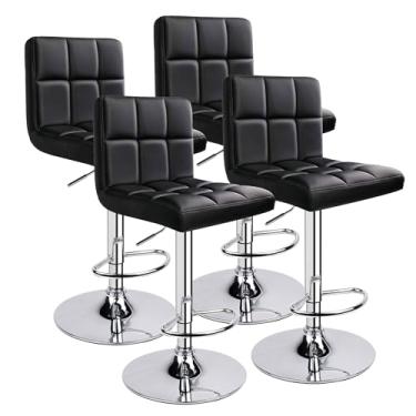 Imagem de Banqueta Alta Giratória Estofada em Couro Sintético Gomos DU80 (4, Preto)