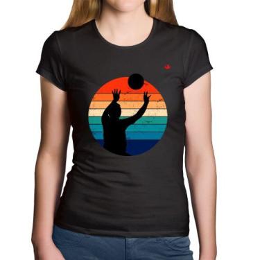 Imagem de Baby Look Algodão Vôlei Vintage Sunset - Foca na Moda, Preto, GG