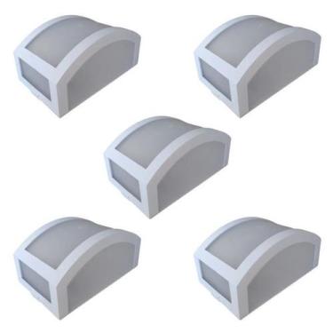 Imagem de Kit 5 Arandelas Parede Externa Interna Policarbonato Branca - Poliluz