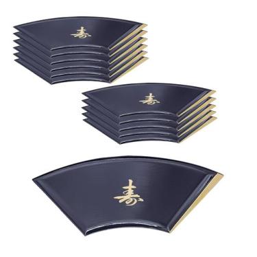 Imagem de Kit C/12 Prato Leque Sushi e Sashimi Tray Preto 28x15cm - AC