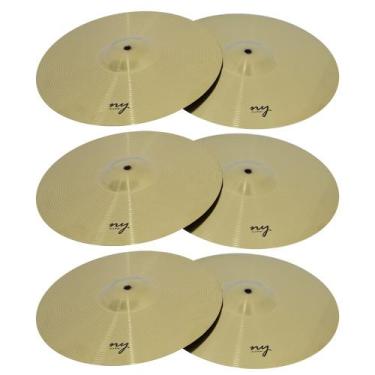 Imagem de Kit 3 Pares de Pratos Splash para Bateria 12" Liga de Aço New York