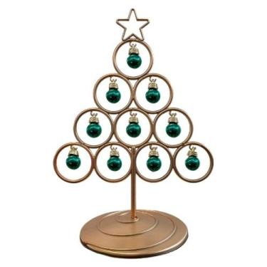 Imagem de Kit 10 Árvore Claus Tradiconal em Tons de Ouro Velho de 30cm - Brilha 