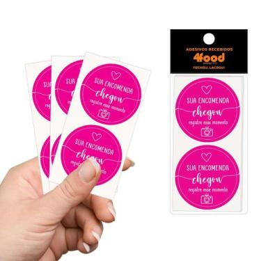 Imagem de 50 Etiquetas Adesivas  Sua Encomenda Chegou Rosa  Adesivos Recebidos  
