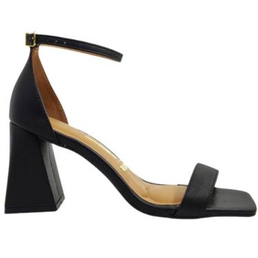 Imagem de Sandália Feminina Casual Social Dia a Dia Passeio Trabalho Calcanhar Fechado Salto Alto Grosso Bico Quadrado Vizzano 6464.102