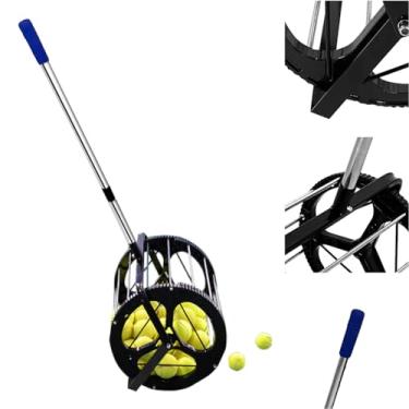 Imagem de ASENVER Coletor de bola de tênis estilo platen Ball Retrievers Automatic Ball Hopper Basket Rolling Tennis Ball Collector para treinamento