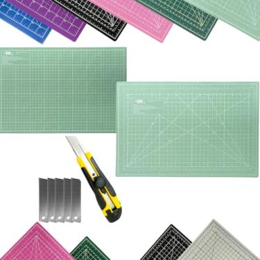 Imagem de Base de Corte A3 45x30cm Dupla Face AutoCura Multiuso Estilete Profissional Kit Patchwork Artesanato Scrapbook Costura (Tiffany)