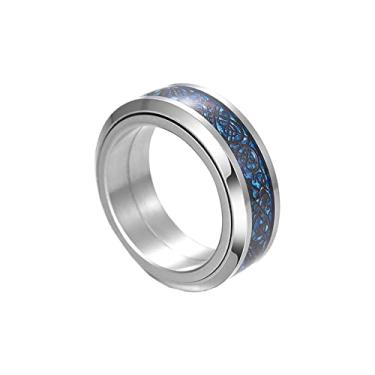 Imagem de HIJONES Anel giratório de dragão celta de fibra de carboneto unissex em aço inoxidável, Metal, Metal