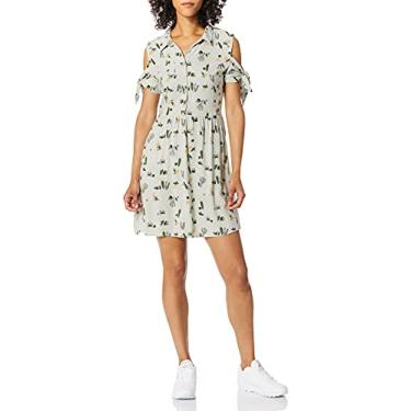 Imagem de Angie Vestido feminino com botão frontal e manga amarrada, Cinza, G