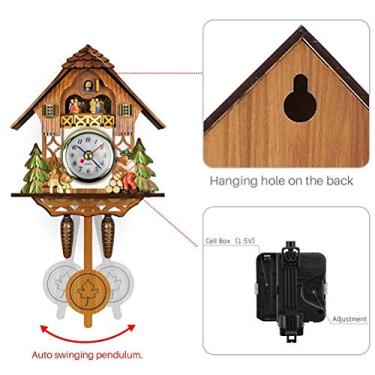 Imagem de RELÓGIO DE PAREDE DE MADEIRA ANTIGO CUCKOO BIRDHOUSE AUTO SWING SINO PÊNDULO DECORAÇÃO DE CASA ESTILO EUROPEU TRADICIONAL (CM001)