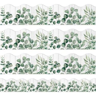 Imagem de Whaline Bordas de quadro de avisos de eucalipto de 10 metros, acabamento de borda enrolada de eucalipto branco verde grão de madeira para decoração de quadro-negro de sala de aula e escritório