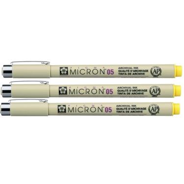 Imagem de Sakura Pigma Micron – Afinadores de pigmento – 0,5 mm – Amarelo [Pacote com 3]