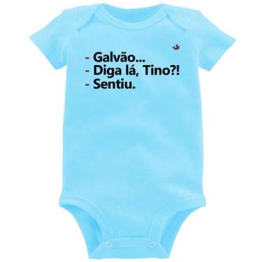 Imagem de Body Bebê Galvão... Diga lá, Tino! Sentiu. - Foca na Moda, Azul bebê, 