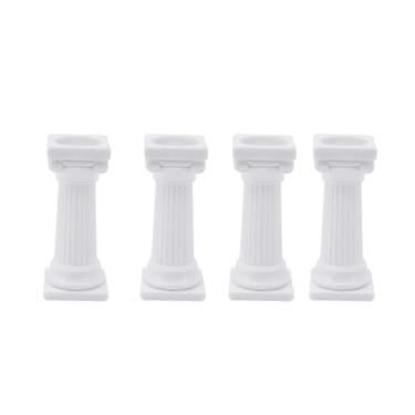 Imagem de 4 peças de suporte de bolo de coluna romana, suporte de bolo de plástico branco, hastes separadoras de 7,6 cm, ferramentas de decoração de bolos multicamadas para construção de bolos em camadas e