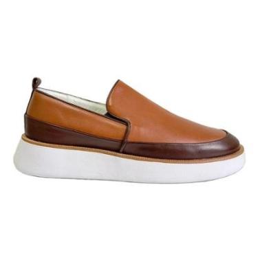 Imagem de Sapato Loafer Masculino Couro Legitimo Alaska Castor Com Camurca-Masculino