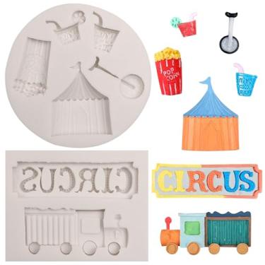 Imagem de Moldes de silicone de palhaço de malabarismo monociclo moldes de fondant de palhaço de circo moldes de chocolate para decoração de bolos topo de cupcake fondant assar açúcar artesanato pasta de goma