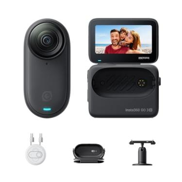 Imagem de Câmera de vlogging Insta360 GO 3S preta portátil minúscula de 128 GB 4K, POV sem usar as mãos, monte em qualquer lugar, estabilização, bateria que dura 140 minutos, impermeável até 10 m, POV de pets