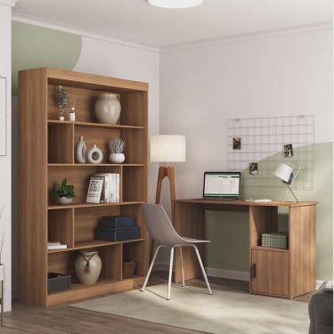 Imagem de Kit 2 Peças com Escrivaninha e Estante para Livros Marsala Espresso Móveis