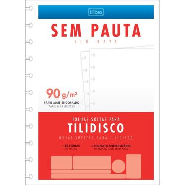 Imagem de Refil para Fichário Tilidisco Universitário Sem Pauta 50 Folhas A4 Tilibra 90g
