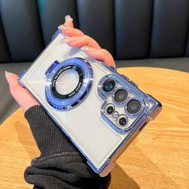 Imagem de HPQWN para Samsung A35 5G Luxury Magnetic Stand Capa traseira à prova de choque (para Samsung A35 5G/Azul)