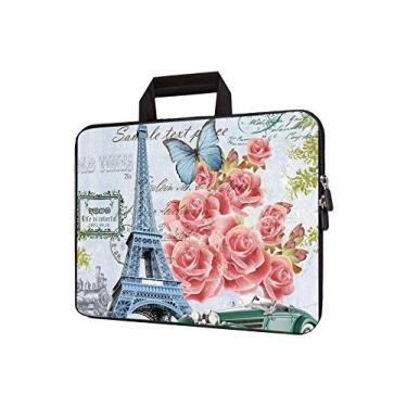 Imagem de Bolsa de transporte de neoprene para laptop de 15 polegadas, capa para Chromebook, Ultrabook, capa de viagem para tablet com alça de zíper, capa para transporte de netbook/laptop de 14 15 e 15,4