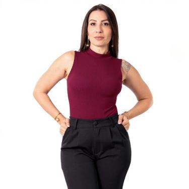 Imagem de Body Feminino Regata Gola Alta Cacharrel Canelado Social - Swiss Bouti