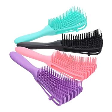 Imagem de Escova Polvo Para Cabelos Cacheados Desembaraçadora 8 Pontas Flexíveis Pente Polvo Cachos Fácil Desembaraço Anti-quebra - Bella Net