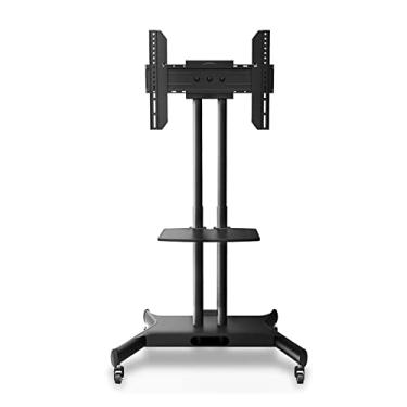 Imagem de Carrinho de TV móvel giratório para suporte de TV para exibição doméstica para suporte de TV de 32 a 65 polegadas, carga nominal de 50 kg com prateleira de áudio