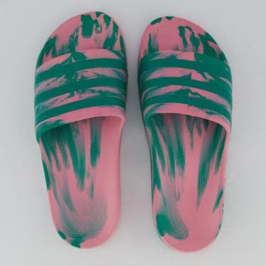 Imagem de Chinelo Adidas Adilette Aqua Feminino Rosa e Verde, 36-37