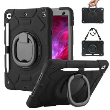 Imagem de DUEEFA Capa para iPad de 9ª/8ª/7ª geração (2021/2020/2019), alça giratória de 360° com suporte para lápis e alça de ombro, capa infantil resistente à prova de choque para iPad de 10,2 polegadas