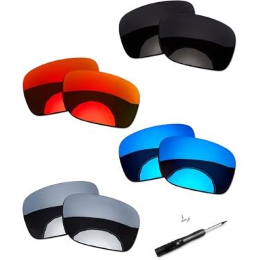 Imagem de OOWLIT 4 pares de lentes de óculos de sol e parafusos de substituição e chave de fenda T4 compatíveis com Oakley TwoFace OO9189 Polarizado, Preto polarizado e polarizado no gelo, polarizado fogo e